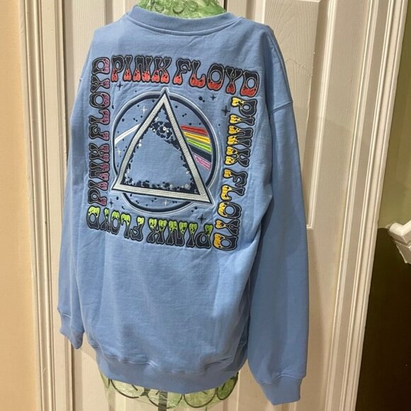 PINK FLOYD EMBROIDERED SWEATSHIRT ROCK PSYCHEDELIA 60’ PRISM RAINBOW BEAM Sz M - Picture 12 of 14
